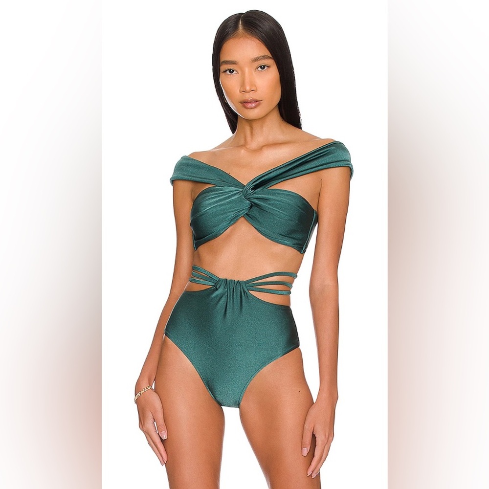 PatBo forest green strappy cutout bikini set (top and bottom) *Worn once*
